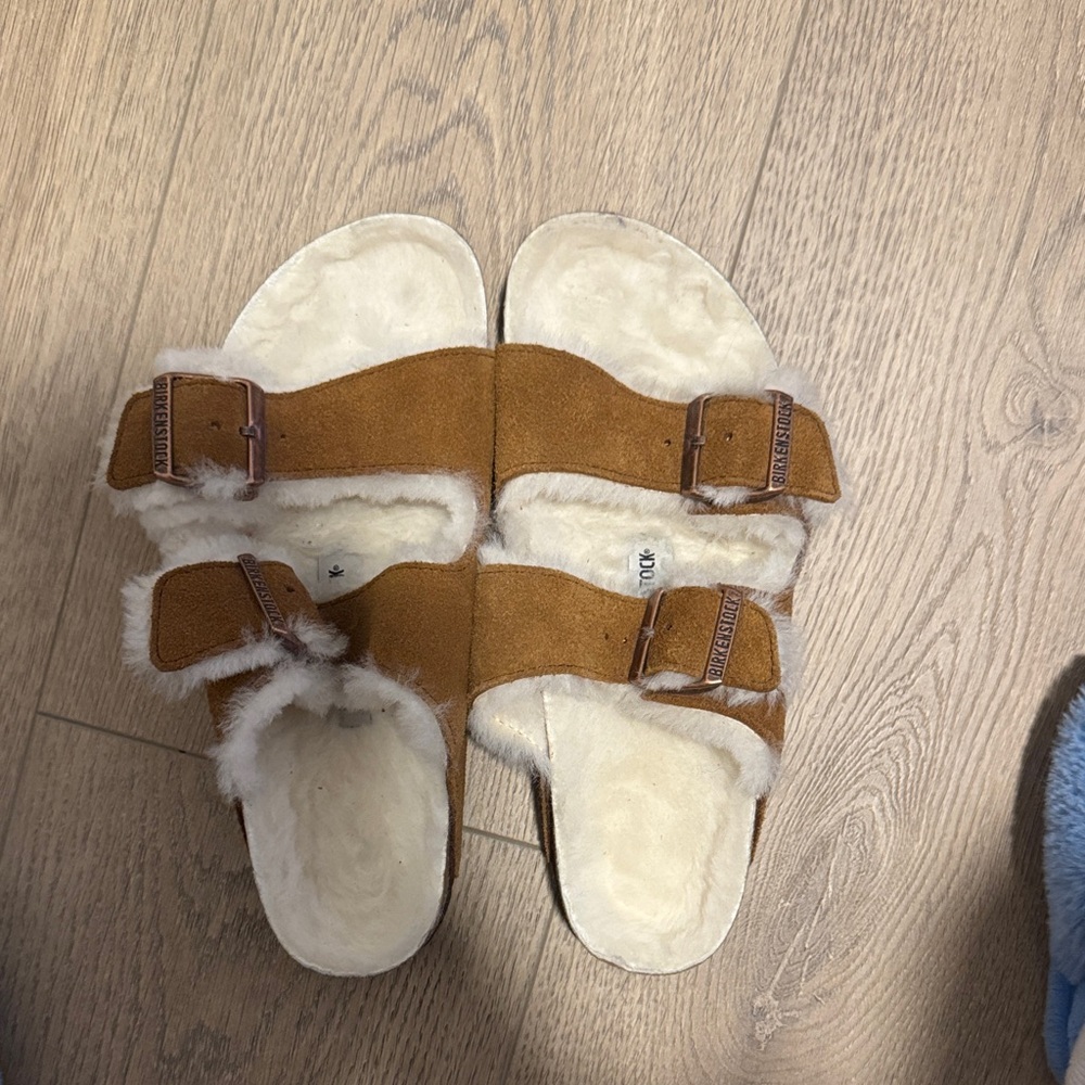 Birkenstock Arizona Brown Shearling Sandals
